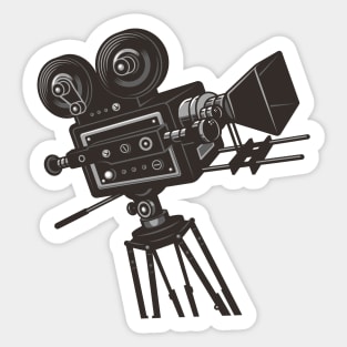 Black Retro Movie Camera Sticker